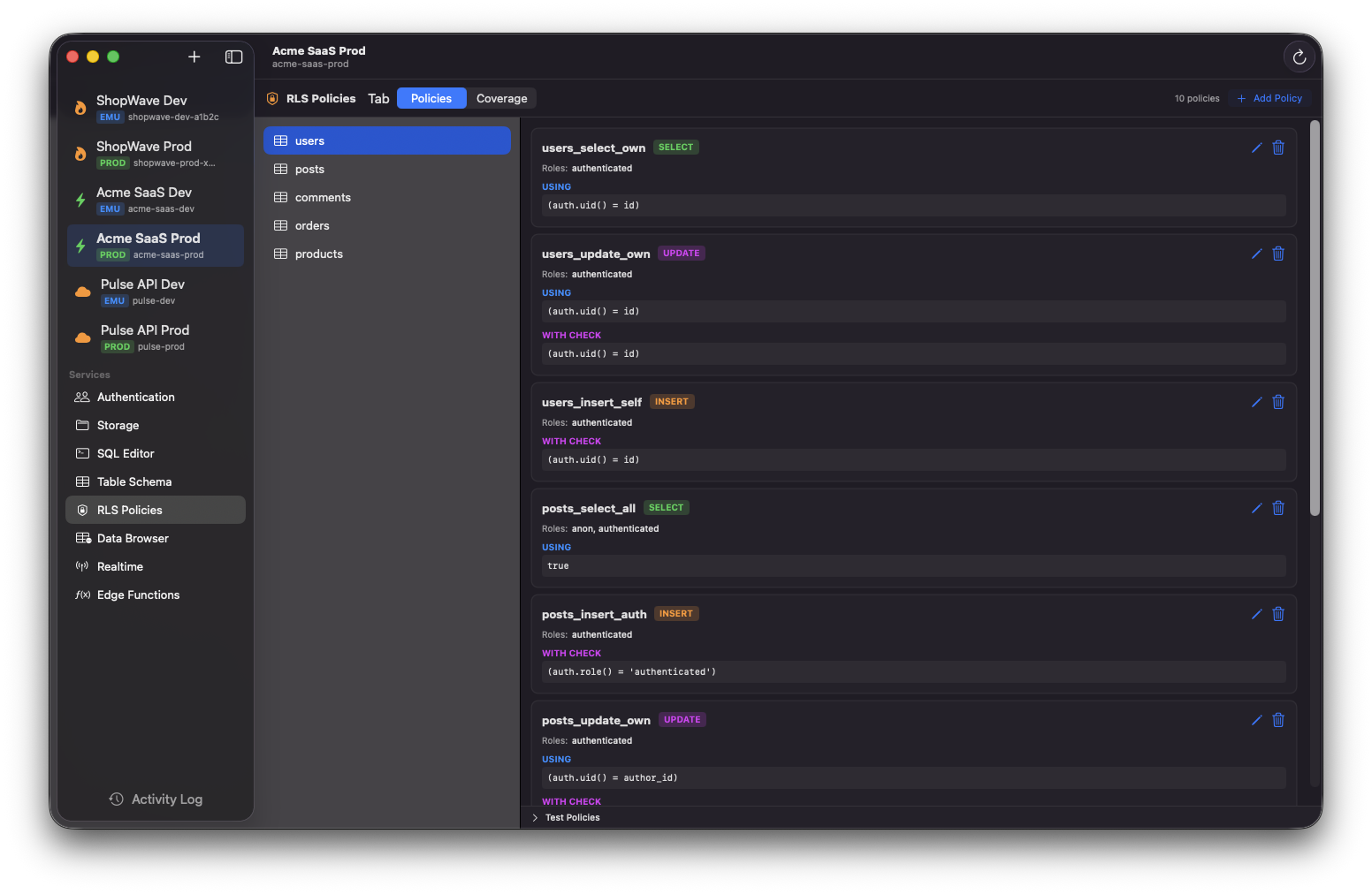 Stackpane — RLS Policies
